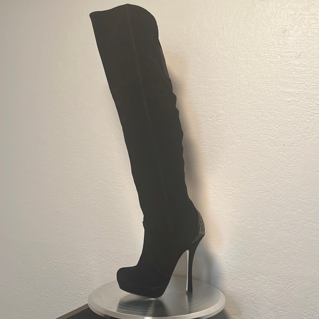 Brand New H By Halston Eliza Over The Knee Suede Stiletto Boots